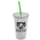 a frost cup & frost lid & translucent green straw 22 oz single - wall snap on tumbler with lid and straw