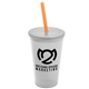 a frost cup & frost lid & translucent orange straw 22 oz single - wall snap on tumbler with lid and straw