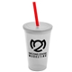 a frost cup & frost lid & translucent red straw 22 oz single - wall snap on tumbler with lid and straw