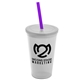 a frost cup & frost lid & translucent violet straw 22 oz single - wall snap on tumbler with lid and straw