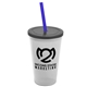 a frost cup & smoke lid & translucent blue straw 22 oz single - wall snap on tumbler with lid and straw