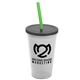 a frost cup & smoke lid & translucent green straw 22 oz single - wall snap on tumbler with lid and straw