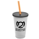 a frost cup & smoke lid & translucent orange straw 22 oz single - wall snap on tumbler with lid and straw