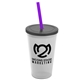 a frost cup & smoke lid & translucent violet straw 22 oz single - wall snap on tumbler with lid and straw