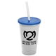 a frost cup & translucent blue lid & frost straw 22 oz single - wall snap on tumbler with lid and straw