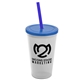 a frost cup & translucent blue lid & translucent blue straw 22 oz single - wall snap on tumbler with lid and straw