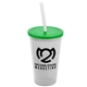 a frost cup & translucent green lid & frost straw 22 oz single - wall snap on tumbler with lid and straw