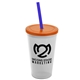 a frost cup & translucent orange lid & translucent blue straw 22 oz single - wall snap on tumbler with lid and straw
