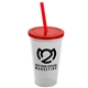 a frost cup & translucent red lid & translucent red straw 22 oz single - wall snap on tumbler with lid and straw