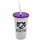 a frost cup & translucent violet lid & frost straw 22 oz single - wall snap on tumbler with lid and straw