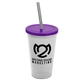 a frost cup & translucent violet lid & smoke straw 22 oz single - wall snap on tumbler with lid and straw
