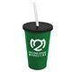 a green cup & black lid & frost straw 22 oz single - wall snap on tumbler with lid and straw