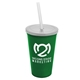a green cup & frost lid & frost straw 22 oz single - wall snap on tumbler with lid and straw