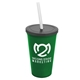 a green cup & smoke lid & frost straw 22 oz single - wall snap on tumbler with lid and straw