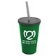 a green cup & smoke lid & smoke straw 22 oz single - wall snap on tumbler with lid and straw