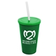 a green cup & translucent green lid & frost straw 22 oz single - wall snap on tumbler with lid and straw