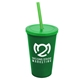 a green cup & translucent green lid & translucent green straw 22 oz single - wall snap on tumbler with lid and straw