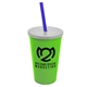 a lime green cup & frost lid & translucent blue straw 22 oz single - wall snap on tumbler with lid and straw