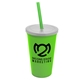 a lime green cup & frost lid & translucent green straw 22 oz single - wall snap on tumbler with lid and straw