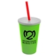 a lime green cup & frost lid & translucent red straw 22 oz single - wall snap on tumbler with lid and straw