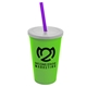 a lime green cup & frost lid & translucent violet straw 22 oz single - wall snap on tumbler with lid and straw