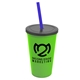 a lime green cup & smoke lid & translucent blue straw 22 oz single - wall snap on tumbler with lid and straw