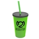 a lime green cup & smoke lid & translucent green straw 22 oz single - wall snap on tumbler with lid and straw