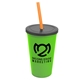 a lime green cup & smoke lid & translucent orange straw 22 oz single - wall snap on tumbler with lid and straw