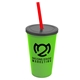 a lime green cup & smoke lid & translucent red straw 22 oz single - wall snap on tumbler with lid and straw