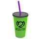 a lime green cup & smoke lid & translucent violet straw 22 oz single - wall snap on tumbler with lid and straw