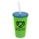 a lime green cup & translucent blue lid & frost straw 22 oz single - wall snap on tumbler with lid and straw