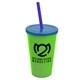 a lime green cup & translucent blue lid & translucent blue straw 22 oz single - wall snap on tumbler with lid and straw