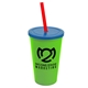 a lime green cup & translucent blue lid & translucent red straw 22 oz single - wall snap on tumbler with lid and straw
