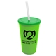 a lime green cup & translucent green lid & frost straw 22 oz single - wall snap on tumbler with lid and straw