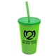 a lime green cup & translucent green lid & translucent green straw 22 oz single - wall snap on tumbler with lid and straw