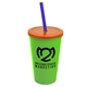 a lime green cup & translucent orange lid & translucent blue straw 22 oz single - wall snap on tumbler with lid and straw