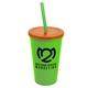 a lime green cup & translucent orange lid & translucent green straw 22 oz single - wall snap on tumbler with lid and straw