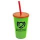 a lime green cup & translucent orange lid & translucent red straw 22 oz single - wall snap on tumbler with lid and straw