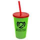 a lime green cup & translucent red lid & translucent red straw 22 oz single - wall snap on tumbler with lid and straw