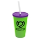 a lime green cup & translucent violet lid & frost straw 22 oz single - wall snap on tumbler with lid and straw