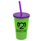 a lime green cup & translucent violet lid & translucent violet straw 22 oz single - wall snap on tumbler with lid and straw