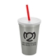 a metallic silver cup & frost lid & translucent red straw 22 oz single - wall snap on tumbler with lid and straw