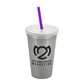 a metallic silver cup & frost lid & translucent violet straw 22 oz single - wall snap on tumbler with lid and straw