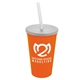 a orange cup & frost lid & frost straw 22 oz single - wall snap on tumbler with lid and straw
