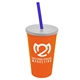 a orange cup & frost lid & translucent blue straw 22 oz single - wall snap on tumbler with lid and straw