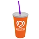 a orange cup & frost lid & translucent violet straw 22 oz single - wall snap on tumbler with lid and straw