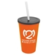 a orange cup & smoke lid & frost straw 22 oz single - wall snap on tumbler with lid and straw
