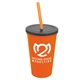 a orange cup & smoke lid & translucent orange straw 22 oz single - wall snap on tumbler with lid and straw