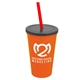 a orange cup & smoke lid & translucent red straw 22 oz single - wall snap on tumbler with lid and straw