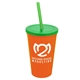 a orange cup & translucent green lid & translucent green straw 22 oz single - wall snap on tumbler with lid and straw